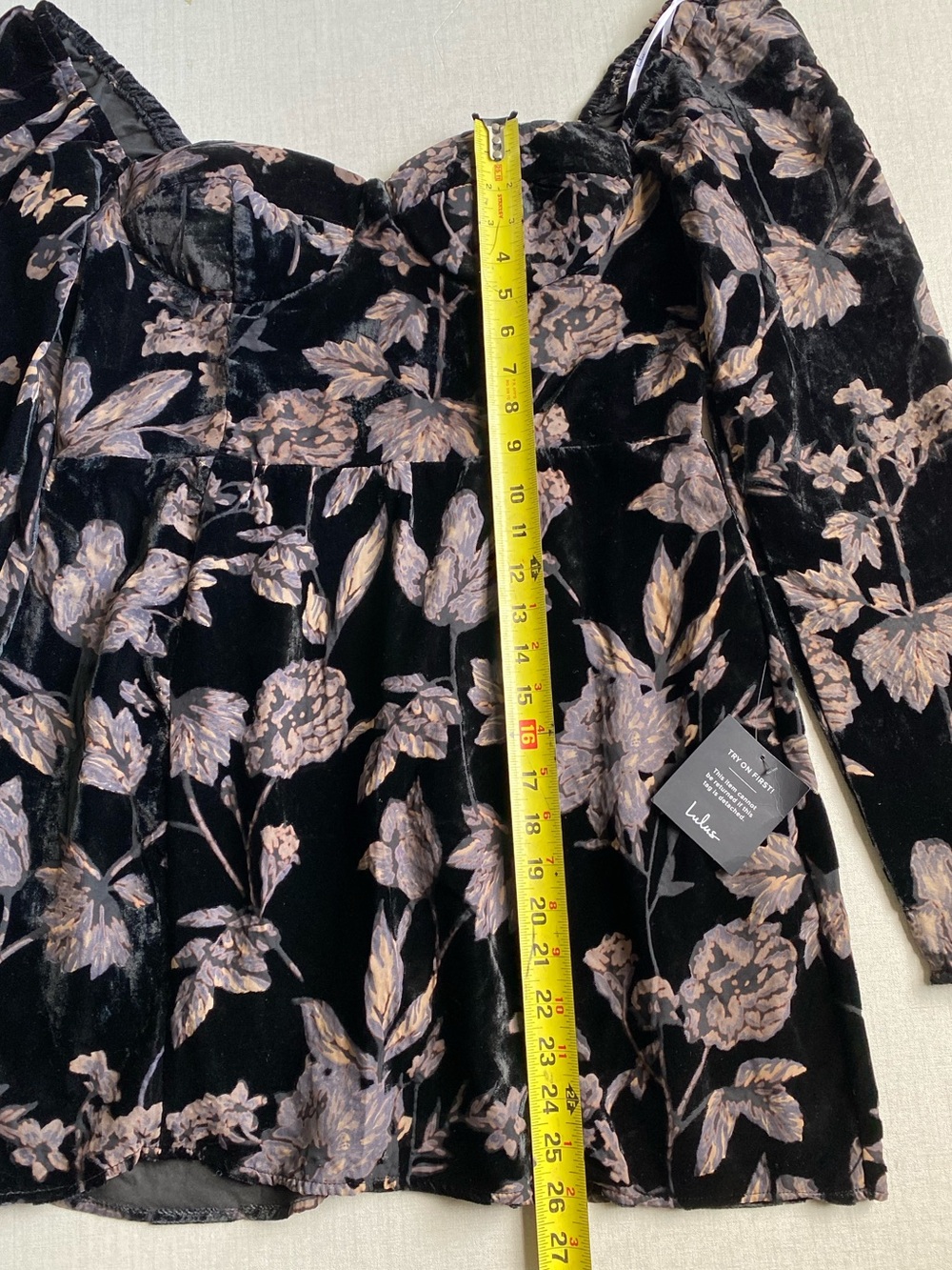 NWT Lulus Simply Decadent Black Floral Velvet Burnout Bustier Mini Dress Size XL - Picture 6 of 13